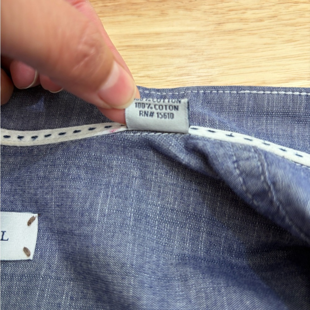 James Campbell Denim Blue 100% Cotton Button Up Short Sleeve Casual Shirt Beachy - Picture 6 of 6